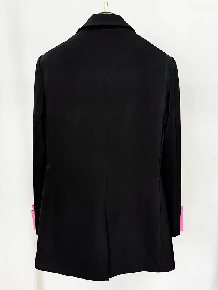 HIGH STREET Newest 2024 Designer Fashion Women's Double Breasted Bow Blazer Dress NIQApparel
