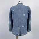 2024 Spring NewWomen's Lapel 3D Flower DecoratedDenim Jacket y2k High Quality Fashion High Street Loose Cotton Washed SuitJacket NIQApparel