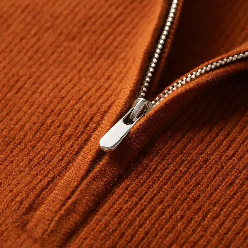 Autumn and Winter New 100% Merino Wool Sweater Men's Standing Neck Knit Pullover Solid Color Long Sleeve Thickened Warm Shirt NIQApparel