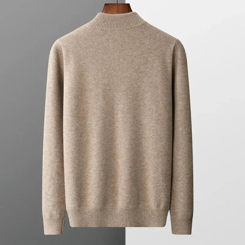 Winter new cashmere sweater men's knitted plus size high-end coat 100% wool half-height collar thick pullover youth Joker warm NIQApparel