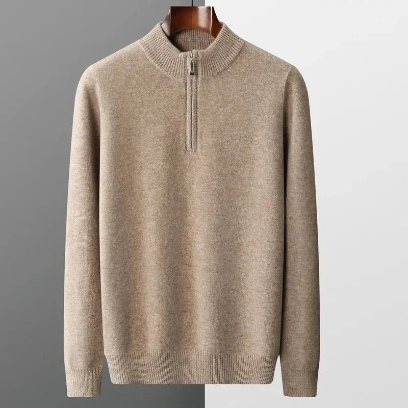 Winter new cashmere sweater men's knitted plus size high-end coat 100% wool half-height collar thick pullover youth Joker warm NIQApparel